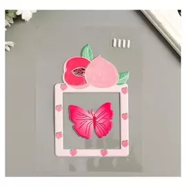 Наклейка пластик светится в темноте на выключатель "Персик и бабочка" 25х16,5 см