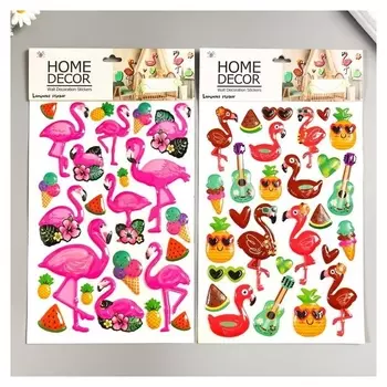 Наклейка пластик выпуклая "Фламинго" 30,5х17 см