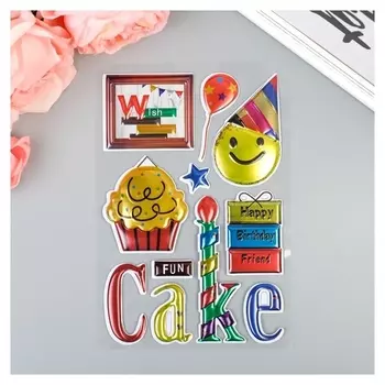 Наклейка пластик выпуклая металлик "Праздник" 28,5х15,5 см