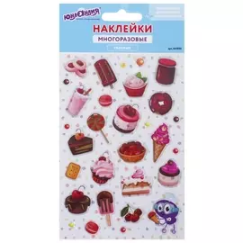 Наклейки гелевые "Сладости", многоразовые, с тиснением фольгой, 10х15 см