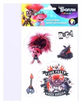 Наклейки гелевые тролли, диз. Rock