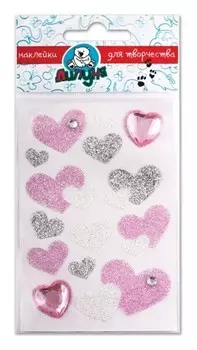 Наклейки липуня "Блестящие сердечки", с европодвесом
