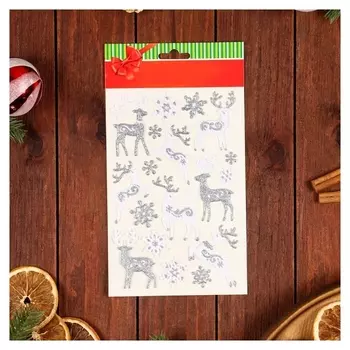 Наклейки на окна "Новогодние" олени, 25 х 14 см