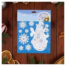 Наклейки на окна "Новогодние" снеговик, 24 х 18 см