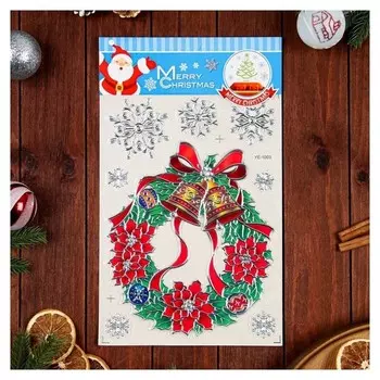 Наклейки на окна "Новогодние" венок, 38 х 22 см