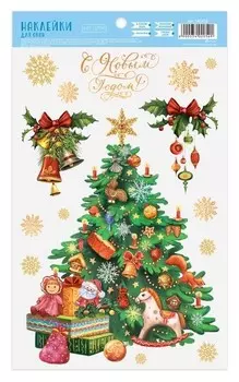 Наклейки на стекло «Новогодняя ёлочка», 20 × 34 см