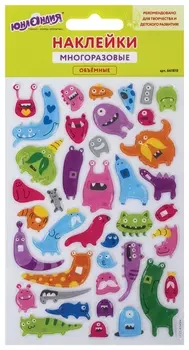 Наклейки объемные "Инопланетяне", многоразовые, 10х15 см