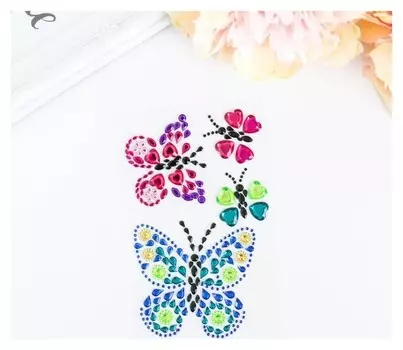 Наклейки страз "Бабочки", 4 элемента, 9,5х15,5 см