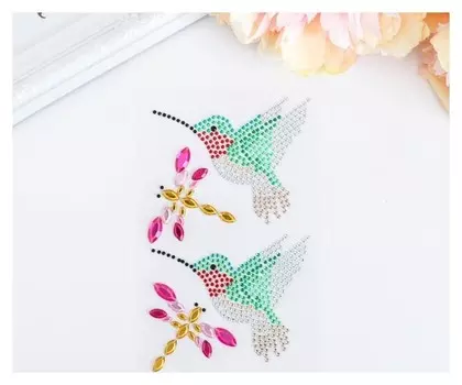 Наклейки страз "Колибри", 4 элемента, 9,5х15,5 см