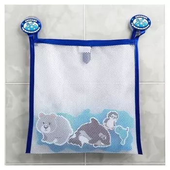 Наклейки в ванную из EVA «Животные севера» + сетка для хранения игрушек на присосках