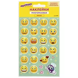Наклейки зефирные "Смайлики", многоразовые, 10х15 см