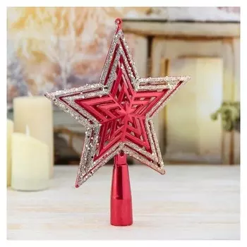 Наконечник "Звезда" блёстки 15*18,5 см, красный