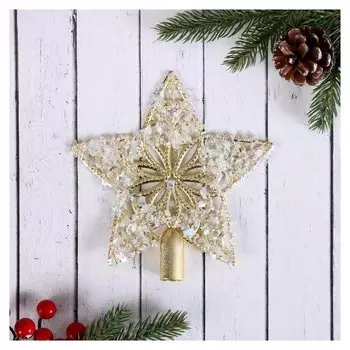 Наконечник "Звезда" морозные узоры 15х15 см, золото