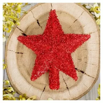 Наконечник "Звезда" пушистый блеск 13,5*14,5 см красная