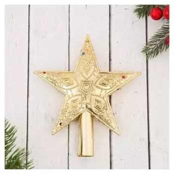 Наконечник "Звезда" узоры с конфетти 12*14 см, золото