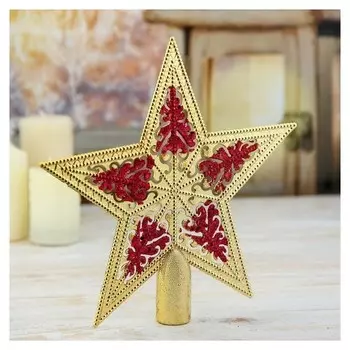 Наконечник "Звезда" завитушки 19*18,5 см, золото с красным