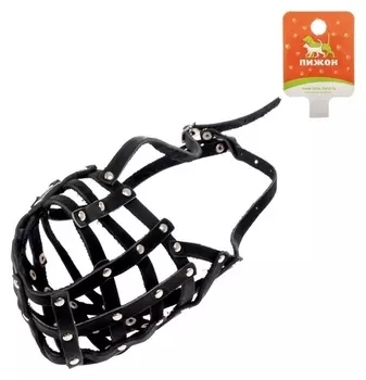 Намордник кожаный сетчатый с перемычкой №5, кавказская овчарка, дог, ДН 11 см, ОМ 42 см микс