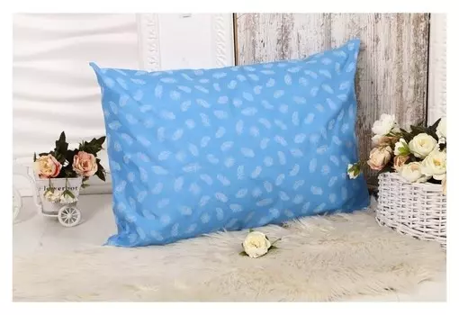 Наперник 50х70 см на молнии перо голубое