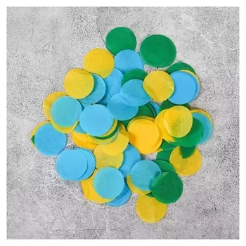 Наполнитель для шара "Конфетти круг" 2,5 см, бумага, желтый/голубой, 100 гр.