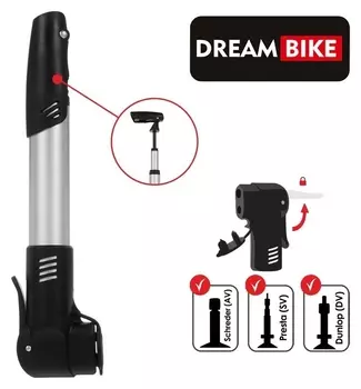Насос телескопический Dream Bike, цвет серый