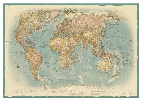 Настенная карта Мир политическая 1:22млн.,1,54х1,07м.,ретро стиль