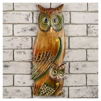 Настенное панно "Две совы" 48х20х2,5 см