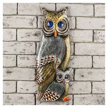 Настенное панно "Две совы" 48х20х2,5 см