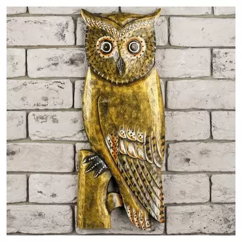Настенное панно "Сова в золоте" 48х20х2,5 см