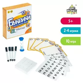 Настольная игра в слова Буквики с кубиками и маркерами