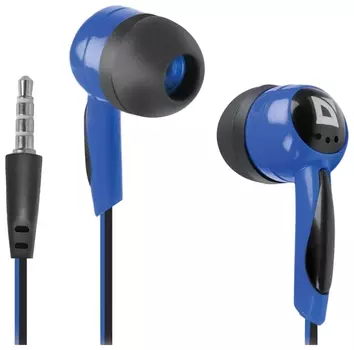 Наушники Defender Basic 604, проводные, 1,2 м, вкладыши, черные с голубым, 63608