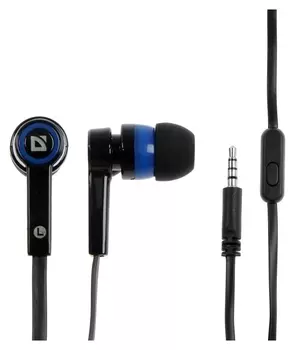 Наушники Defender Pulse 420, вакуумные, микрофон, 105 дБ, 32 Ом, 3.5 мм, 1.2 м, чёрно-синие