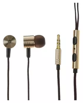 Наушники Luazon Ln-8, вакуумные, микрофон, чёрнозолотистые