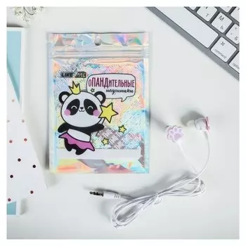 Наушники в пакете, «Панда», вакуумные, белые