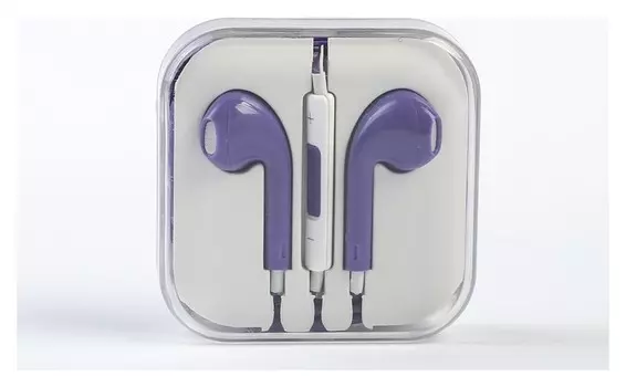 Наушники-вкладыши Luazon, с гарнитурой, пластиковые, фиолетовые