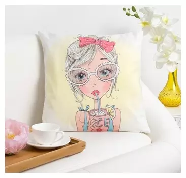 Наволочка декоративная этель девичьи истории"Кокетка" 40 х 40 см, велюр