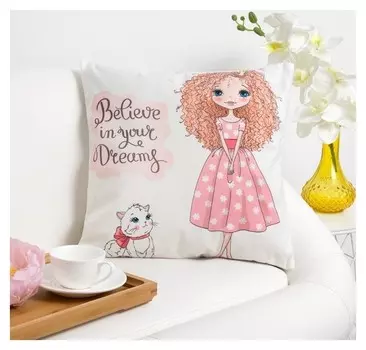 Наволочка декоративная этель девичьи истории"Мечты" 40 х 40 см, велюр