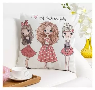 Наволочка декоративная этель девичьи истории"Подружки" 40 х 40 см, велюр