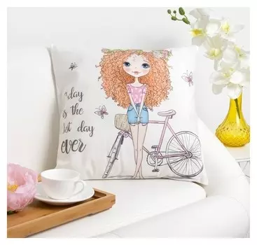 Наволочка декоративная этель девичьи истории"Прогулка" 40 х 40 см, велюр