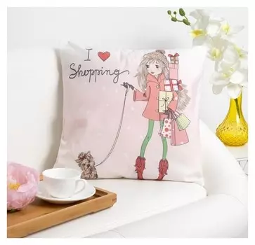 Наволочка декоративная этель девичьи истории"Shopping" 40 х 40 см, велюр