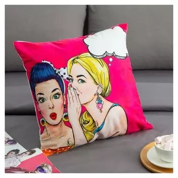 Наволочка декоративная этель красотки "Секретики" 42 х 42 см, велюр