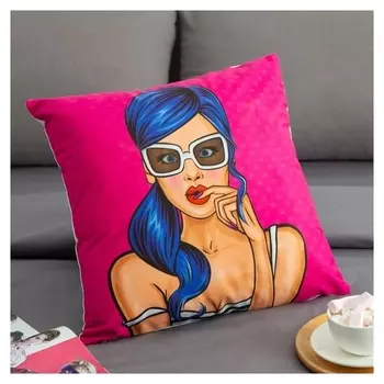 Наволочка декоративная этель красотки "Загадка" 42 х 42 см, велюр