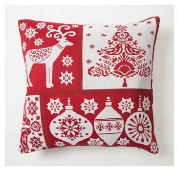 Наволочка декоративная этель "Новогодние игрушки", 44*44±3 см, 100%п/э, гобелен