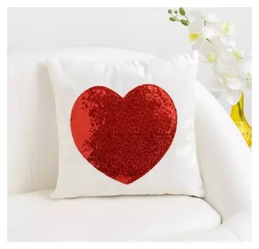 Наволочка декоративная этель "Сердце" цв. красный,40 х 40 см, велюр