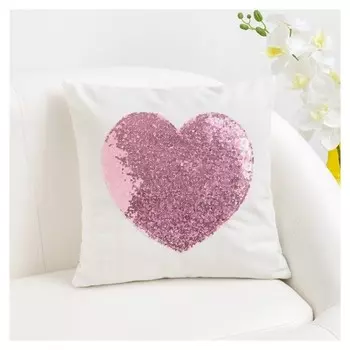 Наволочка декоративная этель "Сердце" цв. розовый,40 х 40 см, велюр