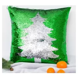 Наволочка декоративная хамелеон 40*40 см ёлочка (Вид 2), пайетки, 100% п/э