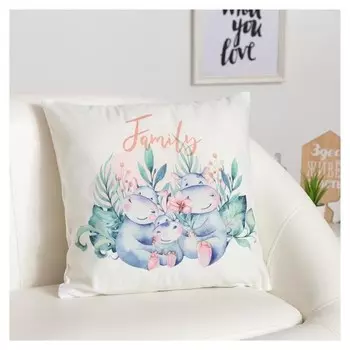 Наволочка декоративная крошка Я «Бегемотики», размер 40х40 см