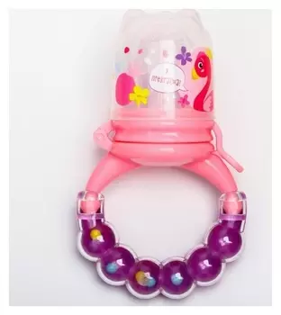 Ниблер для прикорма «Фламинго», с силиконовой сеточкой, розовый, р-р сеточки М