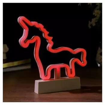 Ночник "Единорог" LED (Красный свет) батарейки 2хaa 22х2,7х22,5 см.