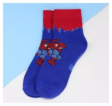 Носки детские корот "Человек паук", 16-18 см, 4-6 лет., 80% хл.,17% п/э, 3% эл.