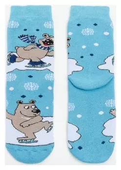 Носки детские махровые, цвет голубой, размер 20-22